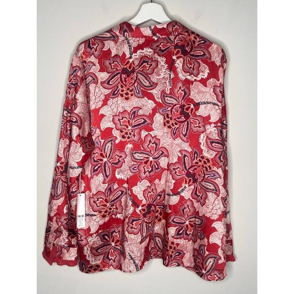 Chico's NWT Pleated Pintuck Blouse Modern Dash Floral in Ginger Rose Size 18 - Picture 10 of 12